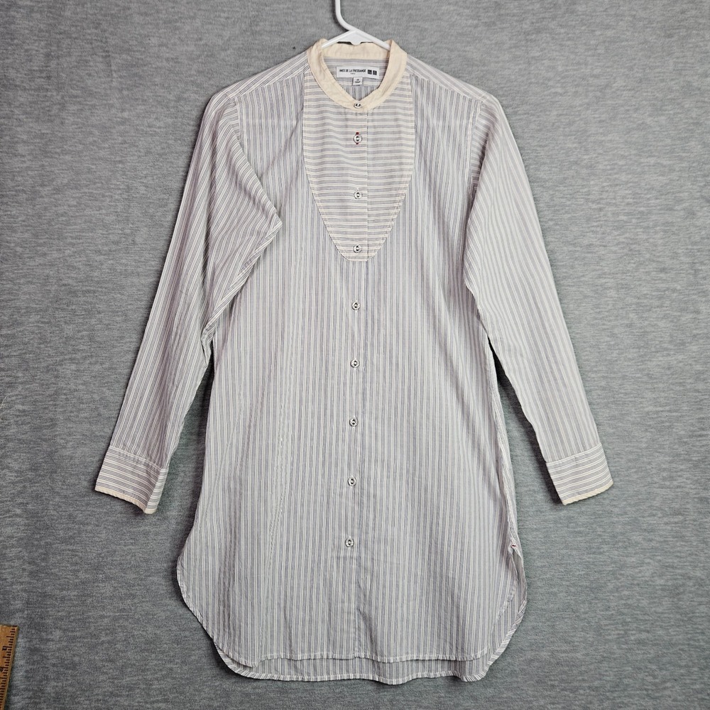 Ines De La Fressange Uniqlo Women's Stripes Button Up Long Sleeve Shirt Size XS